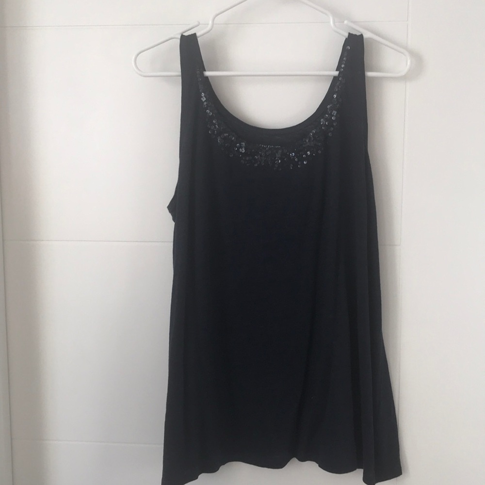 EUC Navy Eileen Fisher M tank top with sequins